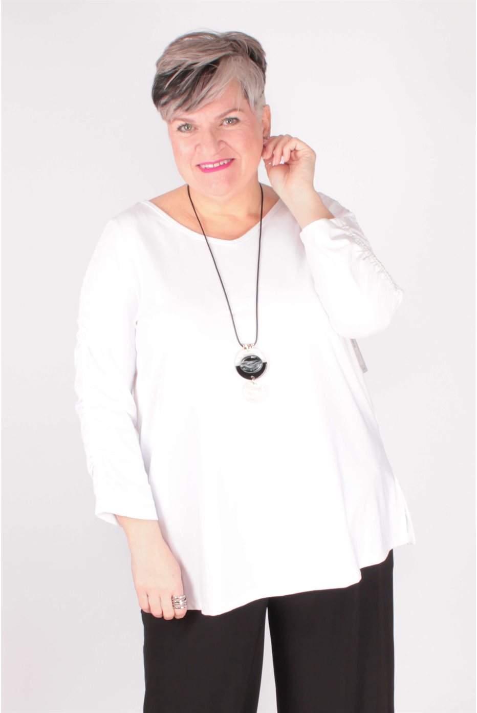 Revelry Top Rushed Sleeve White
